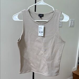Buckle Tan lined Sleeveless Fitted Tank Top